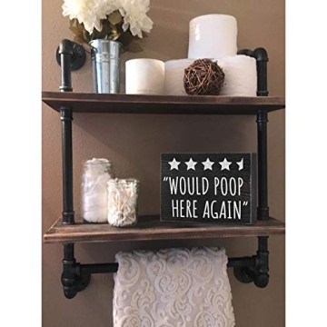 Funny Bathroom Review Sign - Would Poop Here Again Decor