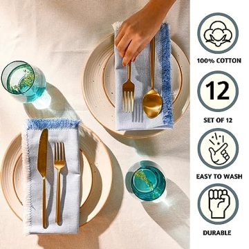 Folkulture Cotton Napkins Set of 12 for Elegant Table Settings