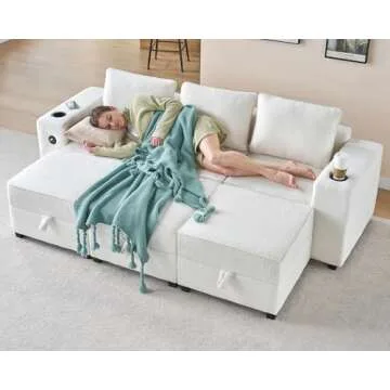 VanAcc 114 Inch Modular Sectional Sofa with Storage