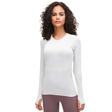 LUYAA Women's Long Sleeve Active Sports Shirt with Thumb Holes
