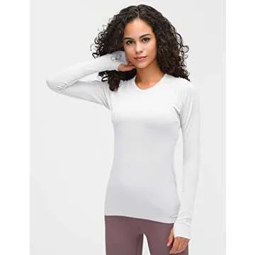 LUYAA Women's Long Sleeve Active Sports Shirt with Thumb Holes