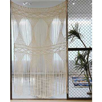 Flber Macrame Curtain For windows doorways Large macrame Wall Hanging Wedding Boho Wall Decor, 50" Wx 75" H