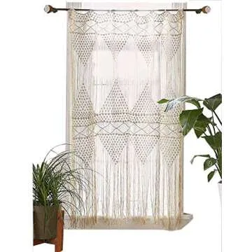 Flber Macrame Curtain For windows doorways Large macrame Wall Hanging Wedding Boho Wall Decor, 50" Wx 75" H