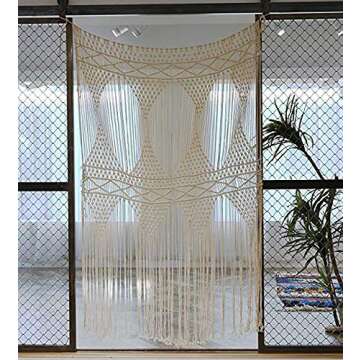 Flber Macrame Curtain For windows doorways Large macrame Wall Hanging Wedding Boho Wall Decor, 50" Wx 75" H