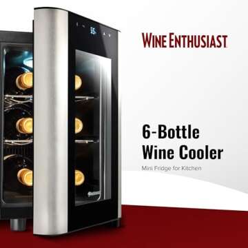 Wine Enthusiast 6-Bottle Countertop Wine Cooler - Mini Fridge for Kitchen with 3 Shelves, Adjustable...