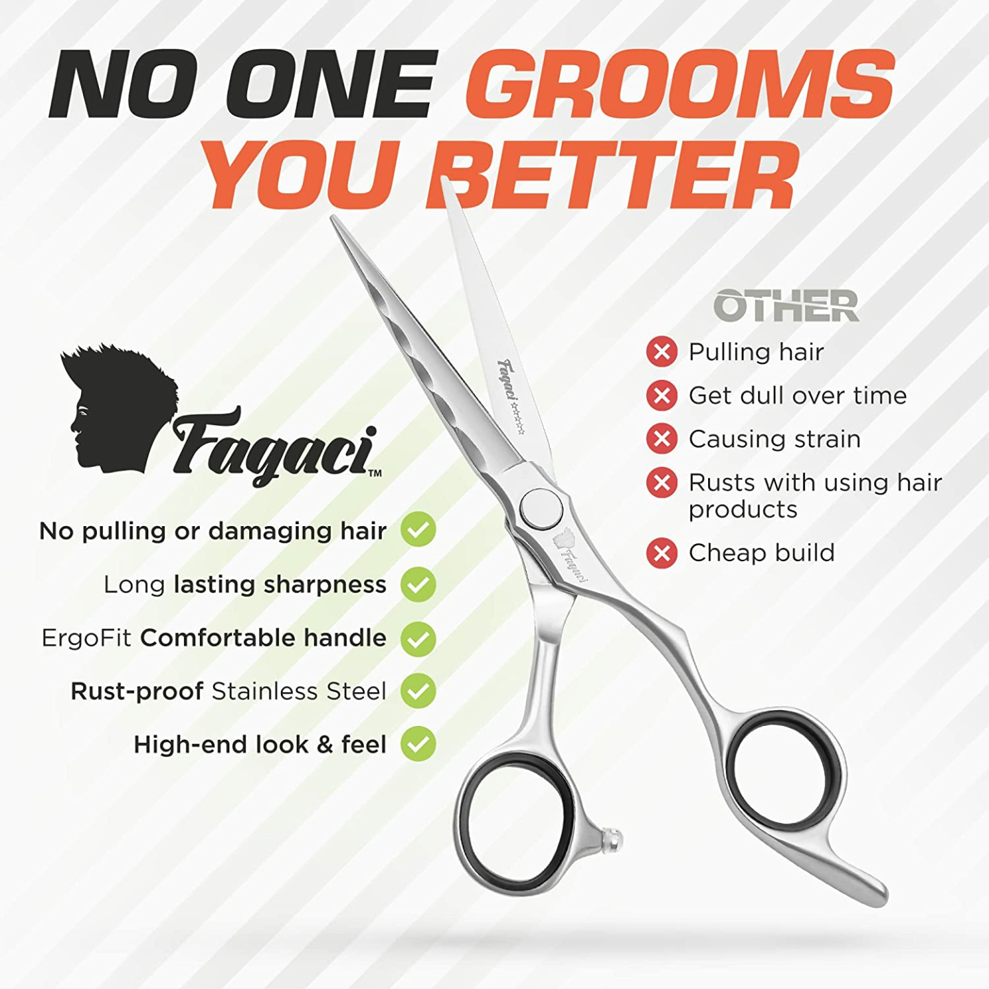 Fagaci 6" Professional Hair Scissors with Razor Blades