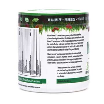 MacroLife Naturals Macro Greens Powder 38 Superfood Probiotic Antioxidant Enzyme & Herbal Supplement Immunity Energy Cleanse - Non-GMO Vegan Gluten-Free Dairy-Free - 2 oz (6 Servings)