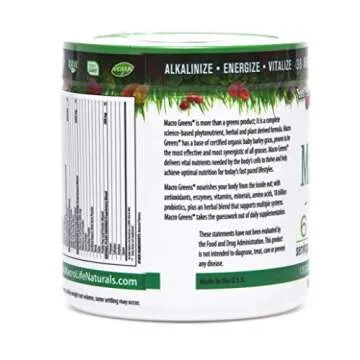 MacroLife Naturals Macro Greens Powder 38 Superfood Probiotic Antioxidant Enzyme & Herbal Supplement Immunity Energy Cleanse - Non-GMO Vegan Gluten-Free Dairy-Free - 2 oz (6 Servings)