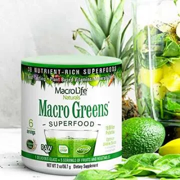 MacroLife Naturals Macro Greens Powder 38 Superfood Probiotic Antioxidant Enzyme & Herbal Supplement Immunity Energy Cleanse - Non-GMO Vegan Gluten-Free Dairy-Free - 2 oz (6 Servings)
