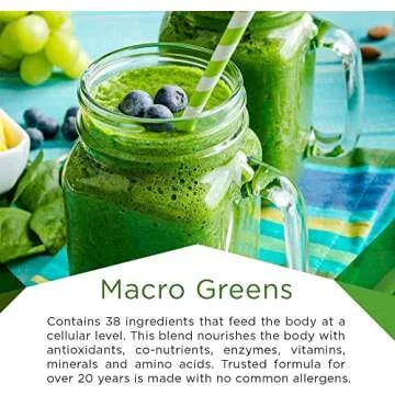 MacroLife Naturals Macro Greens Powder 38 Superfood Probiotic Antioxidant Enzyme & Herbal Supplement Immunity Energy Cleanse - Non-GMO Vegan Gluten-Free Dairy-Free - 2 oz (6 Servings)