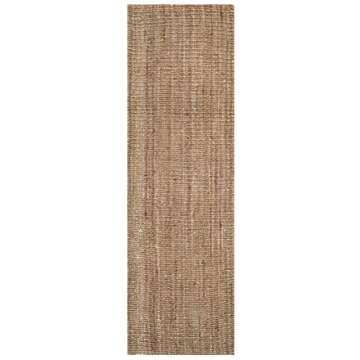 SAFAVIEH Natural Fiber Collection Runner Rug - 2'6" x 6', Natural & Grey, Handmade Chunky Textured J...