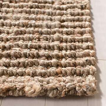 SAFAVIEH Natural Fiber Collection Runner Rug - 2'6" x 6', Natural & Grey, Handmade Chunky Textured Jute 0.75-inch Thick, Ideal for High Traffic Areas in Living Room, Bedroom (NF447M)