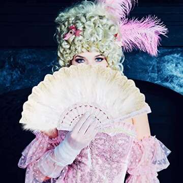 Elegant 2 Pieces Feather Hand Fan for Parties and Dances