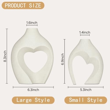 Nordic Heart Shaped White Vases Set of 2 by Zormon