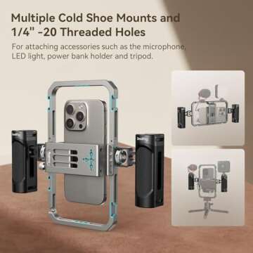 SmallRig Universal Phone Cage, Smartphone Video Rig Kit with Handles, Handheld Filmmaking Vlogging C...