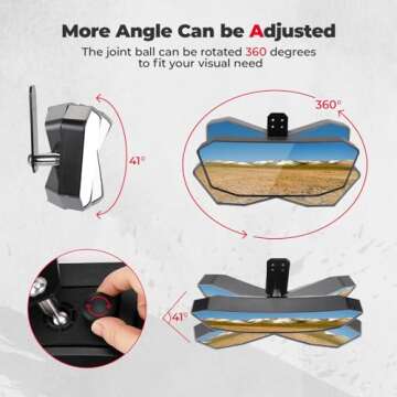 KEMIMOTO Adjustable Rear View Mirror for UTVs