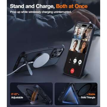 TORRAS Strong Magnetic & Seamless Stand for iPhone 15 Pro Max Case, Fit for MagSafe, Mil-Grade Drop ...