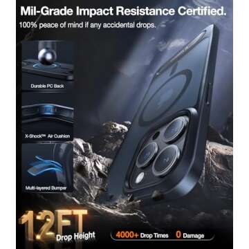 TORRAS Strong Magnetic & Seamless Stand for iPhone 15 Pro Max Case, Fit for MagSafe, Mil-Grade Drop Protection, Adjustable Kickstand Phone Case for iPhone 15 Pro Max, Slim Frosted Matte Black