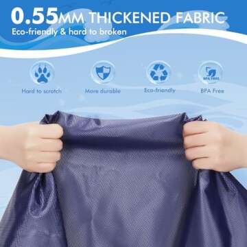 YAUNGEL Splash Pad for Dogs, 87in Non-Slip Sprinkler for 0.55mm Thickened Durable and Foldable Dog Pool Inflatable Summer Outdoor Water Toys for Dogs, Blue