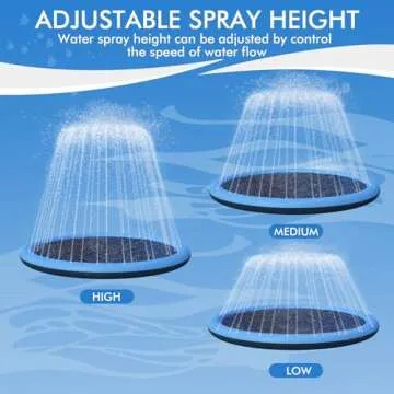 YAUNGEL Splash Pad for Dogs, 87in Non-Slip Sprinkler for 0.55mm Thickened Durable and Foldable Dog Pool Inflatable Summer Outdoor Water Toys for Dogs, Blue