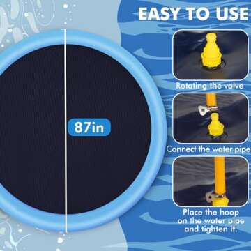 YAUNGEL Splash Pad for Dogs, 87in Non-Slip Sprinkler for 0.55mm Thickened Durable and Foldable Dog Pool Inflatable Summer Outdoor Water Toys for Dogs, Blue