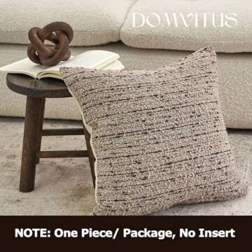 DOMVITUS Boucle Pillow Covers, 18x18 Throw Pillow Covers Couch Pillows for Living Room, Decorative Neutral Farmhouse Pillow Covers Textured Accent Pillow Covers, 1PC, Smokey Taupe