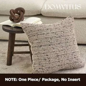 DOMVITUS Boucle Pillow Covers, 18x18 Throw Pillow Covers Couch Pillows for Living Room, Decorative Neutral Farmhouse Pillow Covers Textured Accent Pillow Covers, 1PC, Smokey Taupe