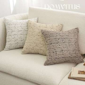 DOMVITUS Boucle Pillow Covers, 18x18 Throw Pillow Covers Couch Pillows for Living Room, Decorative Neutral Farmhouse Pillow Covers Textured Accent Pillow Covers, 1PC, Smokey Taupe