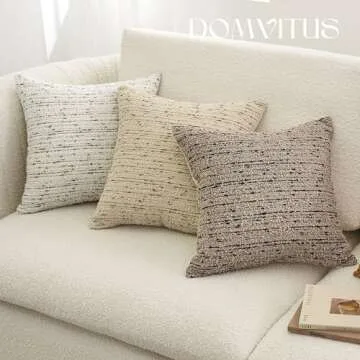 DOMVITUS Boucle Pillow Covers, 18x18 Throw Pillow Covers Couch Pillows for Living Room, Decorative Neutral Farmhouse Pillow Covers Textured Accent Pillow Covers, 1PC, Smokey Taupe