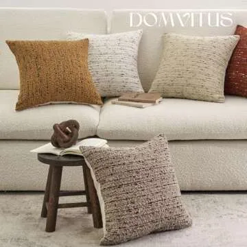 DOMVITUS Boucle Pillow Covers, 18x18 Throw Pillow Covers Couch Pillows for Living Room, Decorative Neutral Farmhouse Pillow Covers Textured Accent Pillow Covers, 1PC, Smokey Taupe