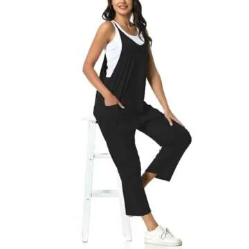 HAILTH Rompers for Women Casual Summer Jumpsuits Sleeveless Loose Spaghetti Strap Baggy Overalls Jumpers with Pockets Free People Jumpsuit Dupes 2023New