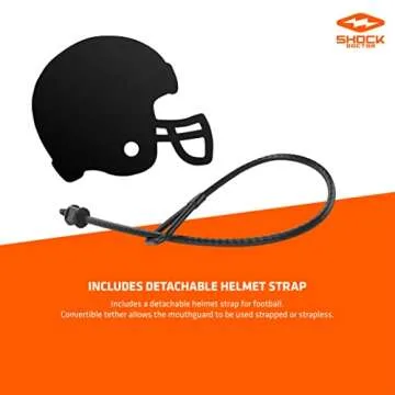 Shock Doctor Mouth Guard Sports, Hockey, Lacrosse, Baseball, Wrestling Moutguard, Gel Max Heavy Duty Protection & Custom Fit, Football Mouth Guard with Strap, Adult & Youth Mouthguard