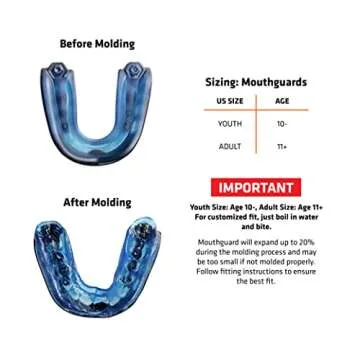 Shock Doctor Mouth Guard Sports, Hockey, Lacrosse, Baseball, Wrestling Moutguard, Gel Max Heavy Duty Protection & Custom Fit, Football Mouth Guard with Strap, Adult & Youth Mouthguard