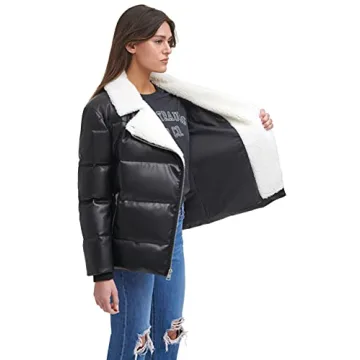 Levi's Women's Breanna Puffer Jacket Faux Fur Trim Black