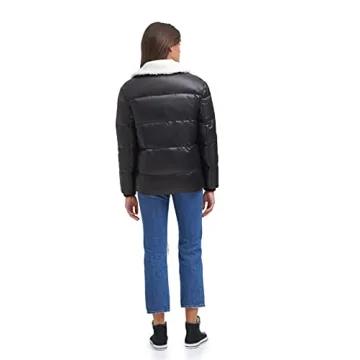 Levi's Women's Breanna Puffer Jacket Faux Fur Trim Black