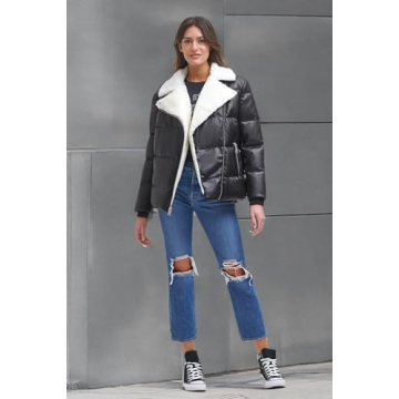 Levi's Women's Breanna Puffer Jacket Faux Fur Trim Black