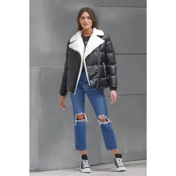 Levi's Women's Breanna Puffer Jacket Faux Fur Trim Black