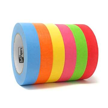 Really Long Colored Masking Tapes (Pack of 6 Tapes) | Each Tape is 1 inch Wide X 60 Yards Long | Kids Crafting Decorative Tapes | Moving Labelling Tapes | Vibrant Assorted Multi Colored DIY Fun Rolls