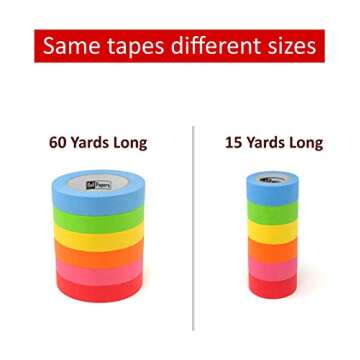 Really Long Colored Masking Tapes (Pack of 6 Tapes) | Each Tape is 1 inch Wide X 60 Yards Long | Kids Crafting Decorative Tapes | Moving Labelling Tapes | Vibrant Assorted Multi Colored DIY Fun Rolls