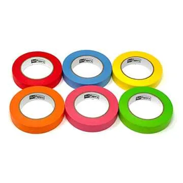 Really Long Colored Masking Tapes (Pack of 6 Tapes) | Each Tape is 1 inch Wide X 60 Yards Long | Kids Crafting Decorative Tapes | Moving Labelling Tapes | Vibrant Assorted Multi Colored DIY Fun Rolls