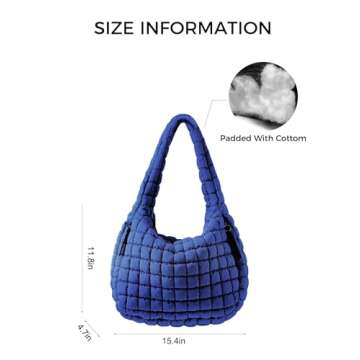 Puffer Quilted Shoulder Bag for Women Padding Shoulder Bag Puffy Hobo Bag Trendy Tote Bag 2025