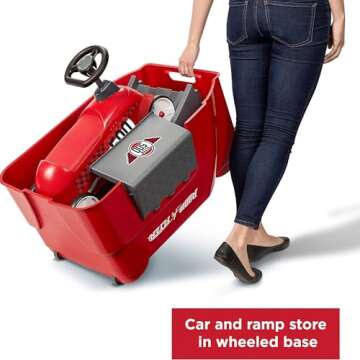 Radio Flyer Ride On Kids Toy, Indoor and Outdoor Sport Car with Ramp, 500, Red