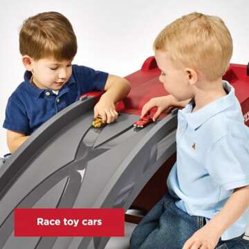 Radio Flyer Ride On Kids Toy, Indoor and Outdoor Sport Car with Ramp, 500, Red