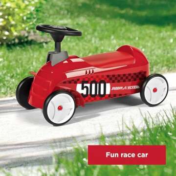 Radio Flyer Ride On Kids Toy, Indoor and Outdoor Sport Car with Ramp, 500, Red