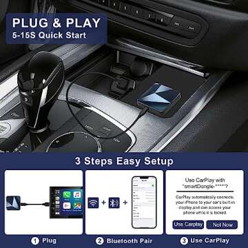 Wireless CarPlay Adapter Dongle for iPhone - Wireless Dongle for Factory Wired CarPlay Cars from 2017, Fit for USB C and A, Plug and Play, Auto Connection