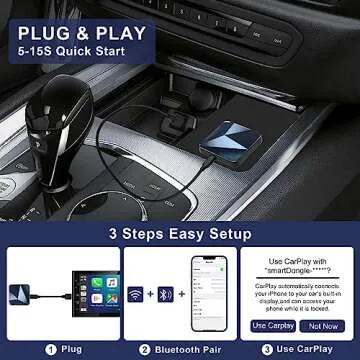 Wireless CarPlay Adapter Dongle for iPhone - Wireless Dongle for Factory Wired CarPlay Cars from 2017, Fit for USB C and A, Plug and Play, Auto Connection