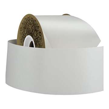 Berwick Offray 2.5" Polyester Lustre Satin Ribbon, Ivory White, 50 Yards