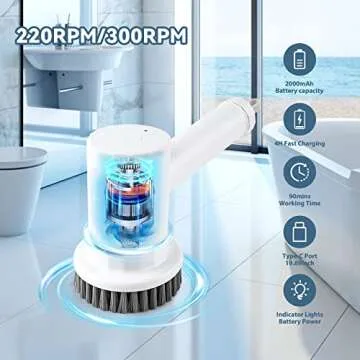 CONERX Electric Spin Scrubber Cordless Power Cleaning Brush with 4 Replaceable Brush Heads 2 Adjusta...
