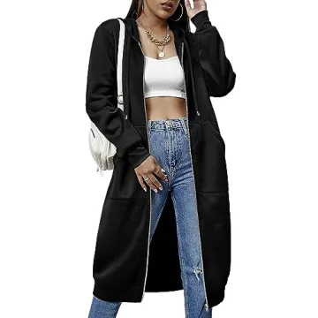 ELESOL Women's Casual Long Hoodie Sweatshirt Coat with Pockets - Stylish and Comfortable Outerwear i...