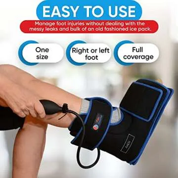 Ankle Cold Compression Wrap - Reusable Gel Pack and Ball Pump - Best Ice Wrap for Achilles Tendon, Foot Sprain.Sports Injuries. FSA or HSA Eligible, Scroll Down to Bundle for X-tra Gel Pack,